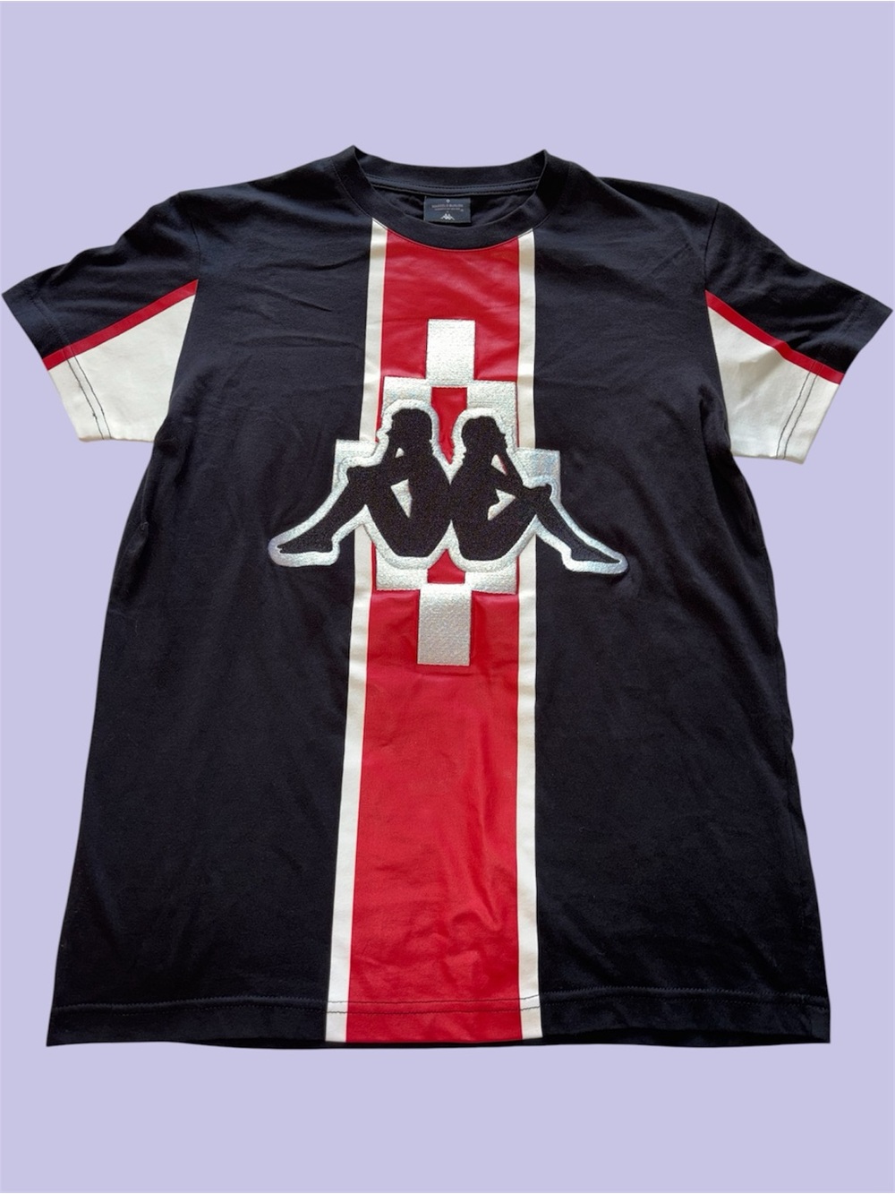 Marcelo Burlon County of Milan x Kappa Red and Black Stripe Jersey Tee